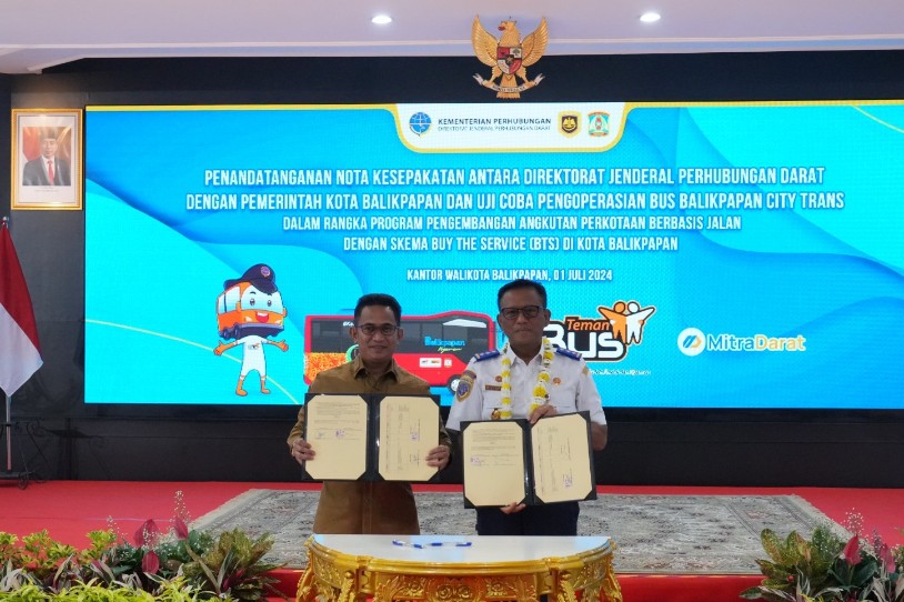 Pemkot Balikpapan dan Dirjen Perhubungan Darat Tandatangani Nota Kesepahaman Uji Coba Bus Balikpapan City Trans