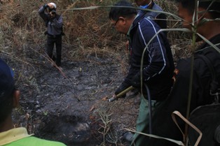 foto Hutan Terbakar, Wali Kota Ikut Padamkan Api